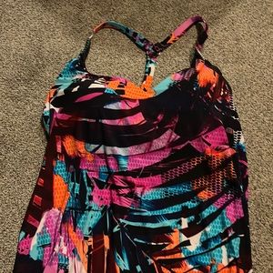 Plus Size Racerback Tankini Top MultiColor